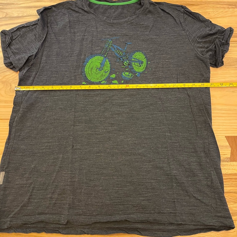 Icebreaker Navy T-Shirt with Green Bicycle Graphic